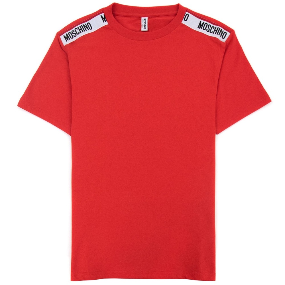 Moschino Logo Band T-Shirt Short Sleeve Red Tee Mens
Small